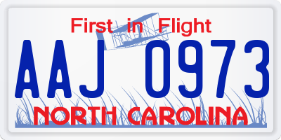 NC license plate AAJ0973