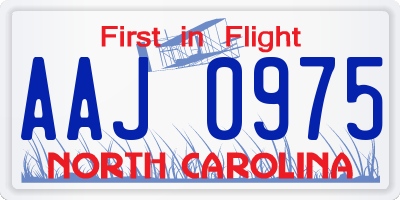 NC license plate AAJ0975