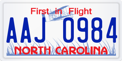 NC license plate AAJ0984