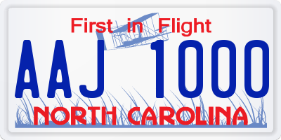 NC license plate AAJ1000