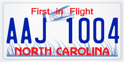 NC license plate AAJ1004