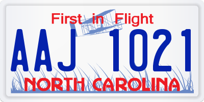 NC license plate AAJ1021