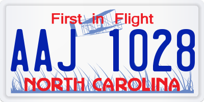 NC license plate AAJ1028