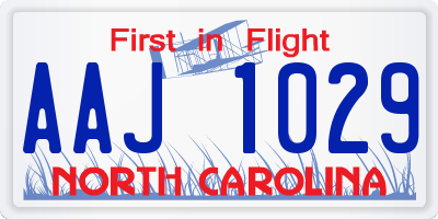 NC license plate AAJ1029
