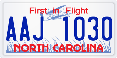 NC license plate AAJ1030