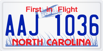 NC license plate AAJ1036