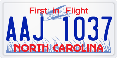 NC license plate AAJ1037