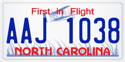 NC license plate AAJ1038