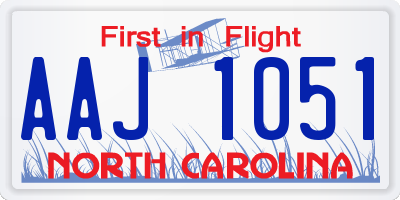 NC license plate AAJ1051