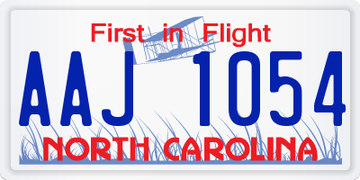 NC license plate AAJ1054