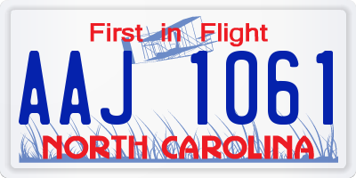 NC license plate AAJ1061