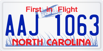 NC license plate AAJ1063
