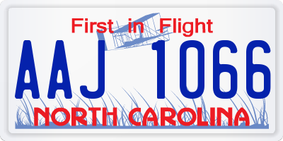 NC license plate AAJ1066