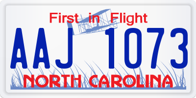 NC license plate AAJ1073