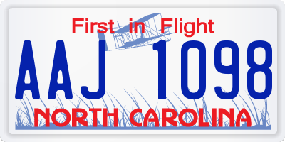 NC license plate AAJ1098
