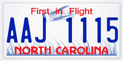 NC license plate AAJ1115