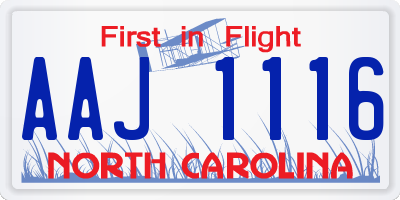 NC license plate AAJ1116