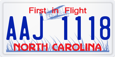 NC license plate AAJ1118