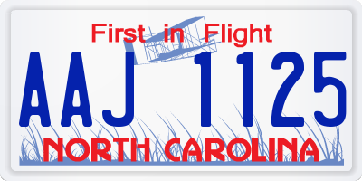 NC license plate AAJ1125