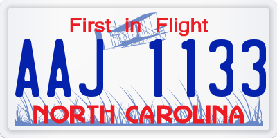 NC license plate AAJ1133