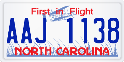NC license plate AAJ1138