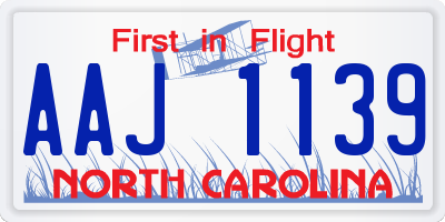 NC license plate AAJ1139