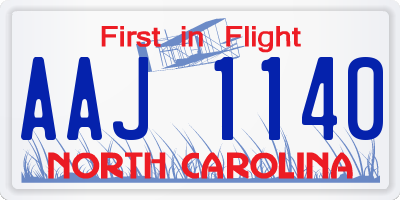 NC license plate AAJ1140