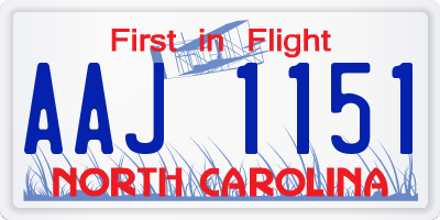 NC license plate AAJ1151