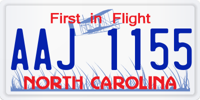 NC license plate AAJ1155