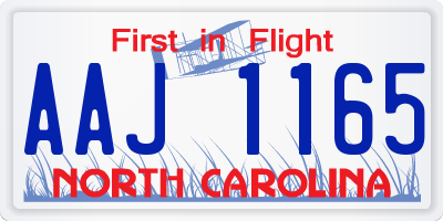 NC license plate AAJ1165