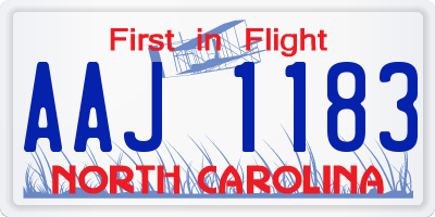 NC license plate AAJ1183