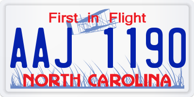 NC license plate AAJ1190