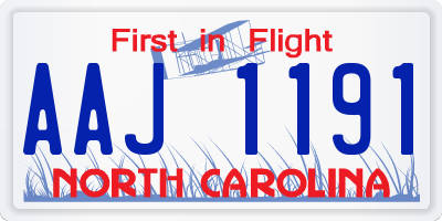 NC license plate AAJ1191