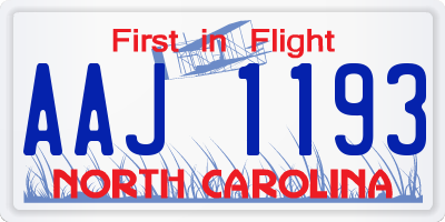 NC license plate AAJ1193