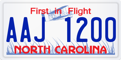NC license plate AAJ1200