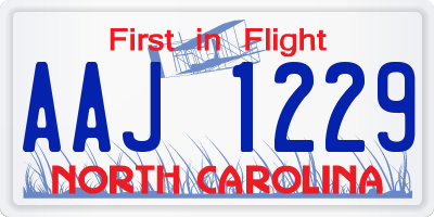 NC license plate AAJ1229