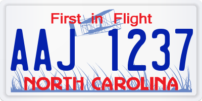 NC license plate AAJ1237