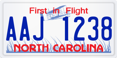 NC license plate AAJ1238
