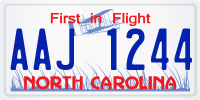 NC license plate AAJ1244