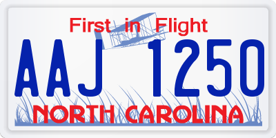 NC license plate AAJ1250