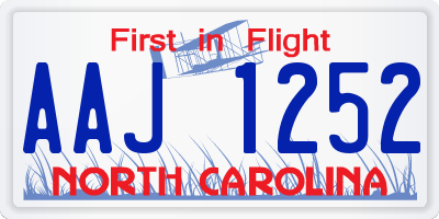 NC license plate AAJ1252