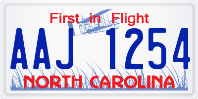 NC license plate AAJ1254