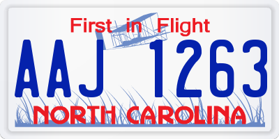NC license plate AAJ1263