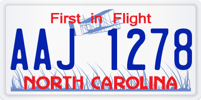 NC license plate AAJ1278