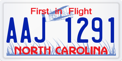 NC license plate AAJ1291