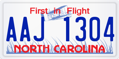 NC license plate AAJ1304