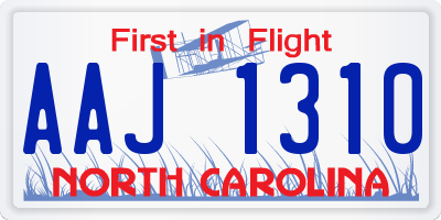 NC license plate AAJ1310