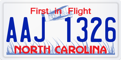 NC license plate AAJ1326