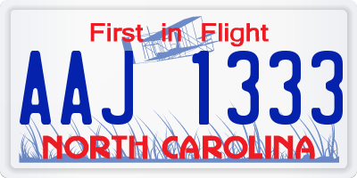 NC license plate AAJ1333