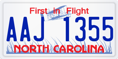NC license plate AAJ1355